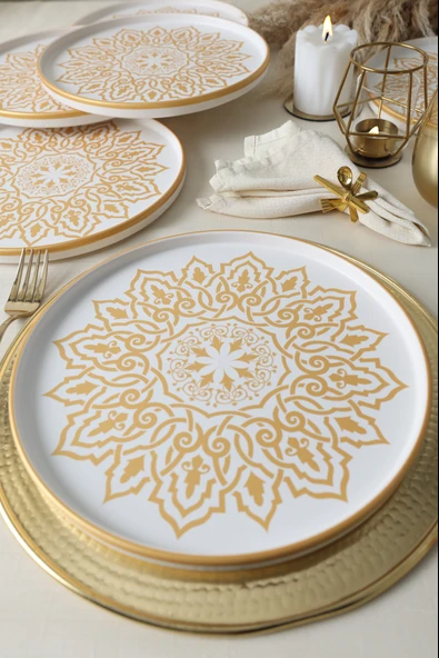 Keramika Topkapı Stackable Servis Tabağı 27 Cm 6 Adet Beyaz - Resim 3