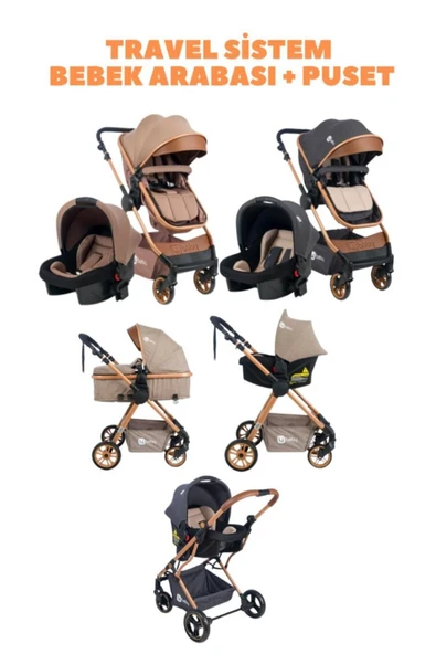 TURHAN BEBE Çeyiz Seti Bebek Arabası Puset Anne Yanı Beşik Asansörlü Mama Sandalyesi Yürüteç Hamak Beşik - 3