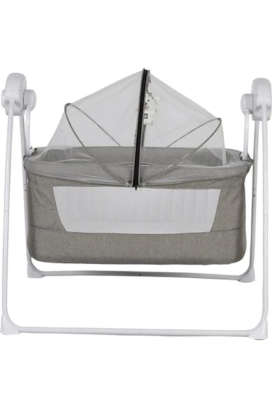 TURHAN BEBE Zaman Ayarlı 12 Farklı Müzik Pilli Kablolu Cibinlikli Anne Yanı Otomatik Elektrikli Beşik - 3