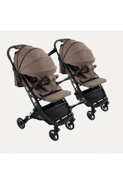 TURHAN BEBE Yan Yana Birleştirmeli Kabin Boy İkiz Bebek Arabası Ayak Örtüsü + Yağmurluk +Taşıma Çanatası Hediye - 4
