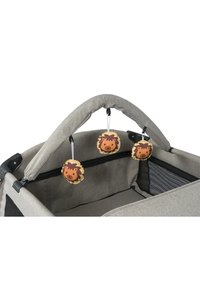 TURHAN BEBE Premium Gold Oyun Park Beşik Sallanır Cibinlikli Oyuncaklı Alt Açması - 6