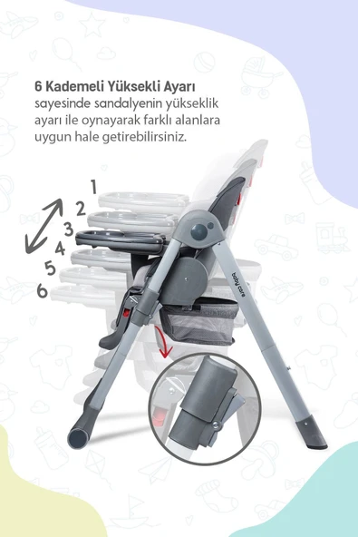 Baby Care Flex Mama Sandalyesi (ANTRASİT) - 5
