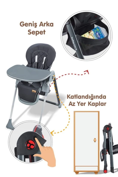 Baby Care Turhan Bebe Multıflex Asansörlü Çift Tepsili Mama Sandalyesi Flex - 3