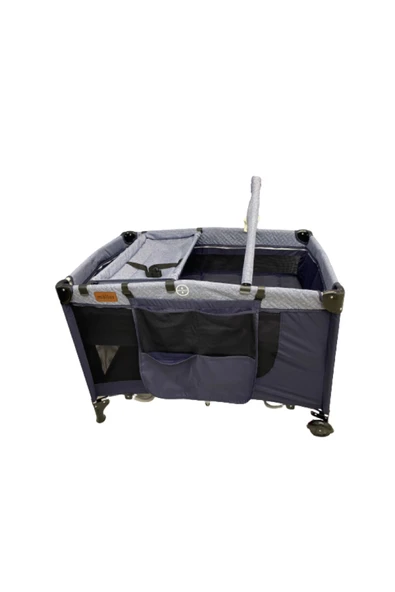 TURHAN BEBE Oyuncaklı Alt Açması Ara Katı Tekerlekli Oyun Park Beşik 70/110 Yatak Hediyeli - 4