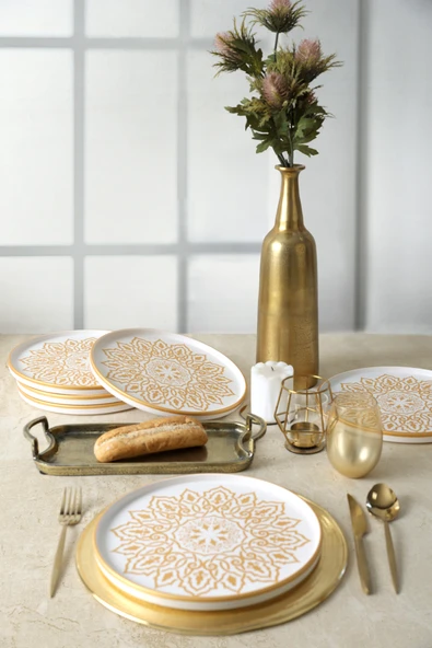 Keramika Topkapı Stackable Servis Tabağı 27 Cm 6 Adet Beyaz - Resim 4