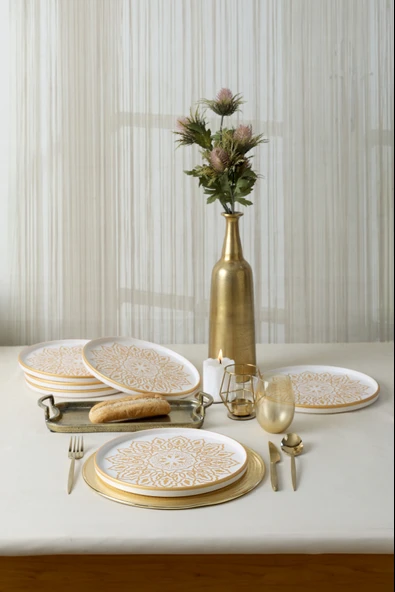 Keramika Topkapı Stackable Servis Tabağı 27 Cm 6 Adet Beyaz - Resim 5