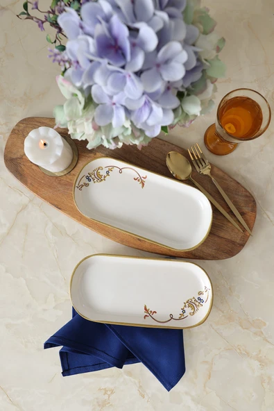 Keramika Bronze Bloom Noyan Kayık Tabak 26 cm 2 Adet 22926 - Resim 4