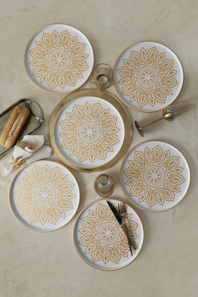 Keramika Topkapı Stackable Servis Tabağı 27 Cm 6 Adet Beyaz - Resim 6