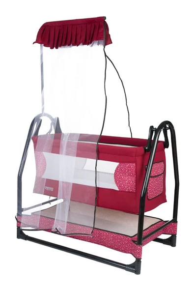 TURHAN BEBE Anne Yanı Sallanır Sabitlenir Fileli Geniş Sepetli Cibinlikli Hamak Beşik + Yatak Hediye