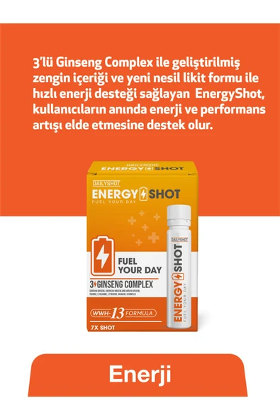 HANGOVERSHOT Energyshot Anında Enerji Desteği, 3 Ginseng Comlex, Guarana, Energy Shot 7'li - 3