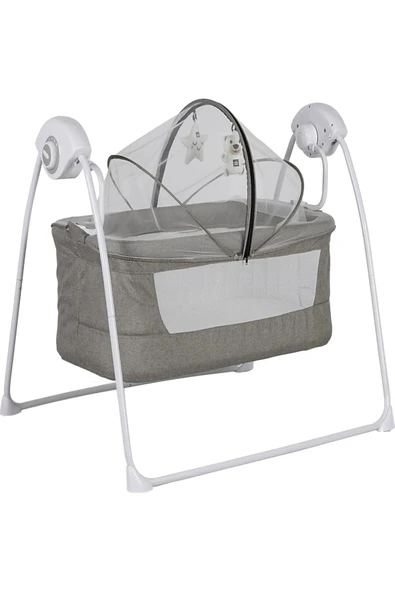 TURHAN BEBE Zaman Ayarlı 12 Farklı Müzik Pilli Kablolu Cibinlikli Anne Yanı Otomatik Elektrikli Beşik