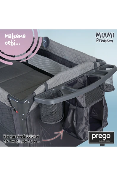 Prego Miami Premium Dönenceli Anne Yanı Oyun Parkı 70x120 cm 8040 - 7