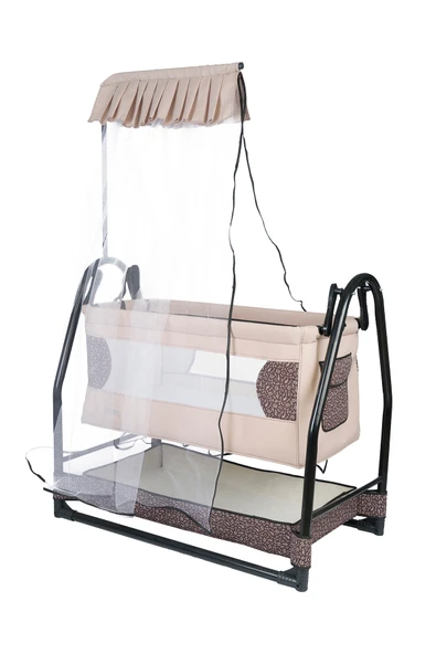 TURHAN BEBE Anne Yanı Sallanır Sabitlenir Fileli Geniş Sepetli Cibinlikli Hamak Beşik + Yatak Hediye