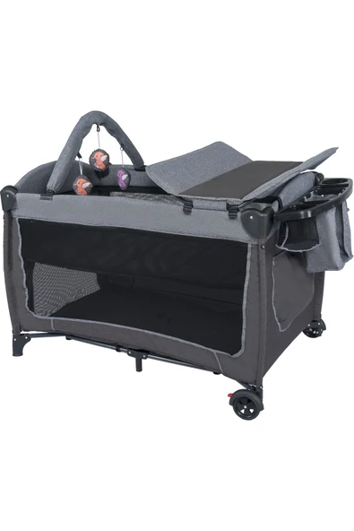 TURHAN BEBE Comfort Oyun Park Beşik Sallanır Cibinlikli Oyuncaklı Alt Açması