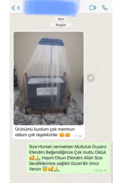 TURHAN BEBE Keten Kumaş Portatif Tekerlekli Anne Yanı Cibinlikli Hamak Beşik - 6