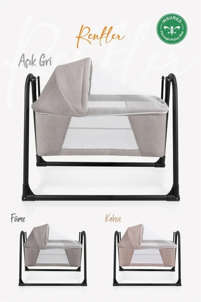 TURHAN BEBE Fileli Silinebilir Portatif Sallanır Anne Yanı Beşik Sepet Beşik Hamak Beşik - 4