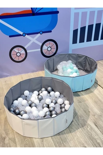 TURHAN BEBE Aktivite Katlanır Top Havuzu Oyun Alanı + 90 Adet Top Hadiye