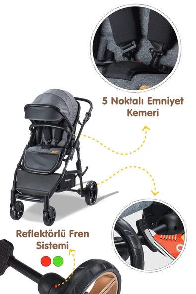 Baby Care Bc-340 Bora Cross Travel Puset Gri ( D ) - Resim 4