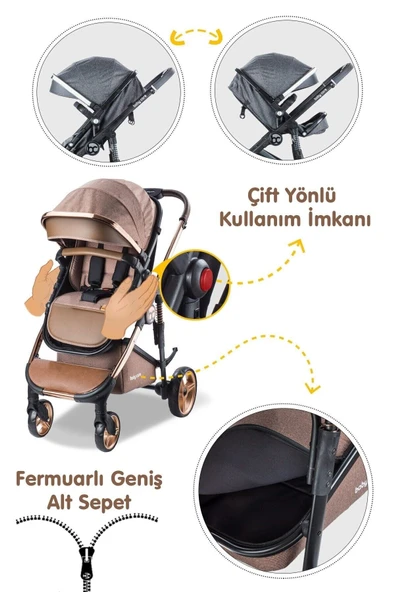 Baby Care Bc-440 Collarado Chrome Travel Puset Kahve ( N ) - 5