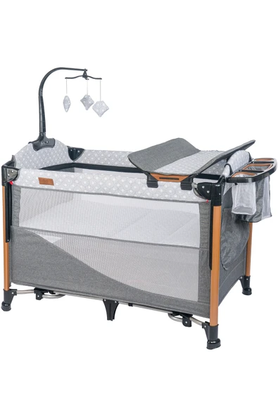 Mamma Luxury Alüminyum Anne Yanı Organizerli Dönenceli Park Yatak Beşik 70 x 110 cm.
