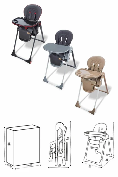 Baby Care Turhan Bebe Multıflex Asansörlü Çift Tepsili Mama Sandalyesi Flex - 5