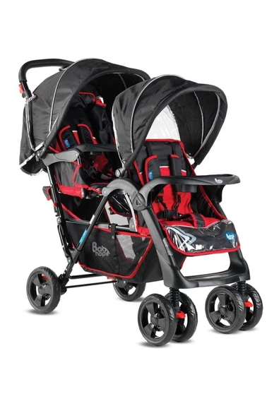 BabyHope Öykü Bebek Dünyası Siyah Ikiz Bebek Arabası P-738