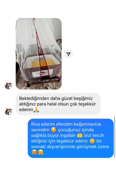 TURHAN BEBE Keten Kumaş Portatif Tekerlekli Anne Yanı Cibinlikli Hamak Beşik - 5