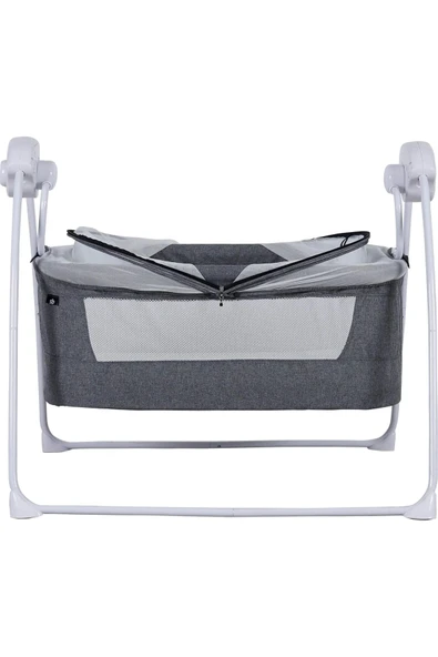 TURHAN BEBE Zaman Ayarlı 12 Farklı Müzik Pilli Kablolu Cibinlikli Anne Yanı Otomatik Elektrikli Beşik - 3