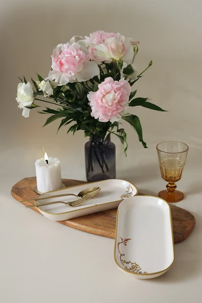 Keramika Bronze Bloom Noyan Kayık Tabak 26 cm 2 Adet 22926 - Resim 5