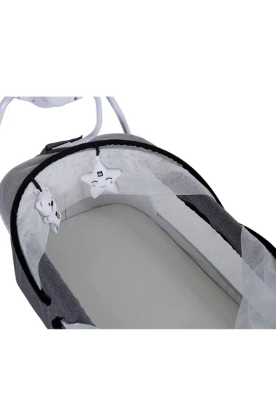 TURHAN BEBE Zaman Ayarlı 12 Farklı Müzik Pilli Kablolu Cibinlikli Anne Yanı Otomatik Elektrikli Beşik - 5