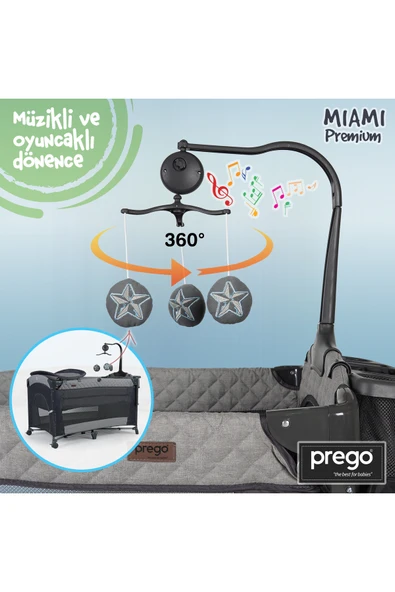 Prego Miami Premium Dönenceli Anne Yanı Oyun Parkı 70x120 cm 8040 - 3
