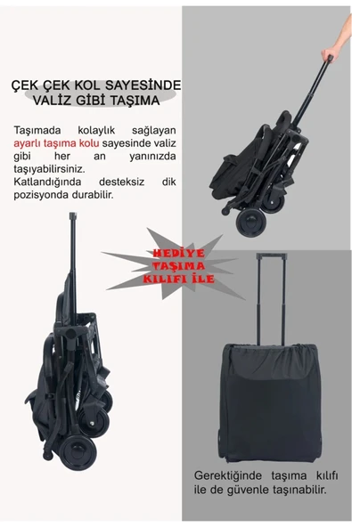 Sunny Yeni Nesil Kabin Boy Bebek Arabası Seyahat Sistem Sky - Resim 7