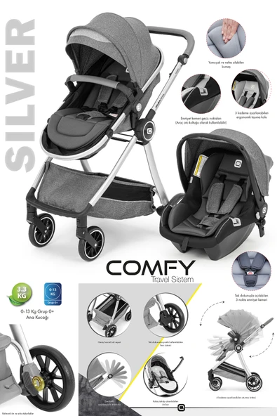 Comfy Turhan Bebe Travel Süspansiyonlu Bebek Arabası ürün görseli