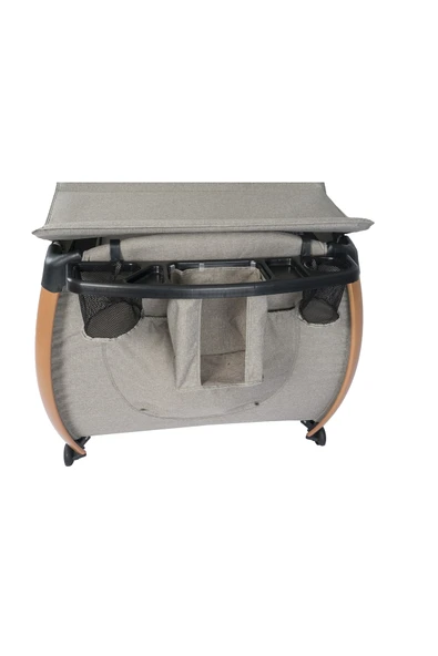 TURHAN BEBE Premium Gold Oyun Park Beşik Sallanır Cibinlikli Oyuncaklı Alt Açması - 5