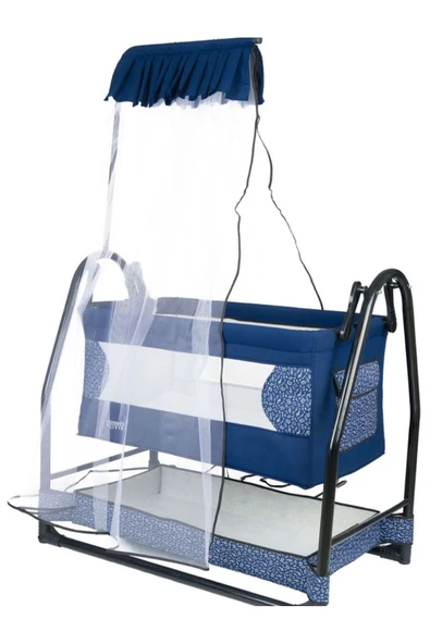 TURHAN BEBE Anne Yanı Sallanır Sabitlenir Fileli Geniş Sepetli Cibinlikli Hamak Beşik + Yatak Hediye