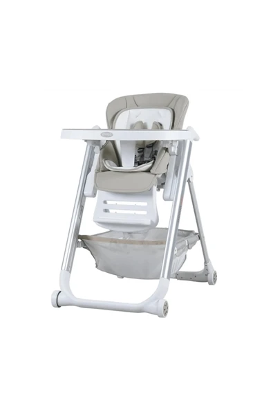 TURHAN BEBE Asansörlü Tekerlekli Ekstra Mama Tepsili Katlanır Mama Sandalyesi