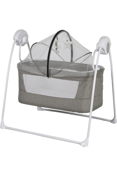 TURHAN BEBE Zaman Ayarlı 12 Farklı Müzik Pilli Kablolu Cibinlikli Anne Yanı Otomatik Elektrikli Beşik - 2