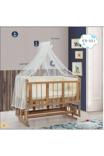 TURHAN BEBE 3 Kademe Tekerlekli Anne Yanı Asansörlü Gri Beşik Uyku Seti