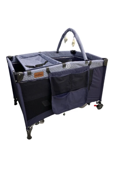 TURHAN BEBE Oyuncaklı Alt Açması Ara Katı Tekerlekli Oyun Park Beşik 70/110 Yatak Hediyeli