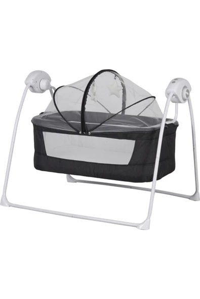 Sunny Baby Yeni Sezon Poky 9146 Caretta Elektrikli Ve Pilli Otomatik Sallanan Bebek Beşik-füme Siyah - 3