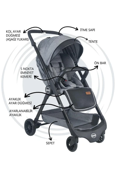 TURHAN BEBE Yeni Nesil Neva Çift Yönlü Kabin Boy Bebek Arabası + Kışlık Ayak Örtüsü - Resim 2