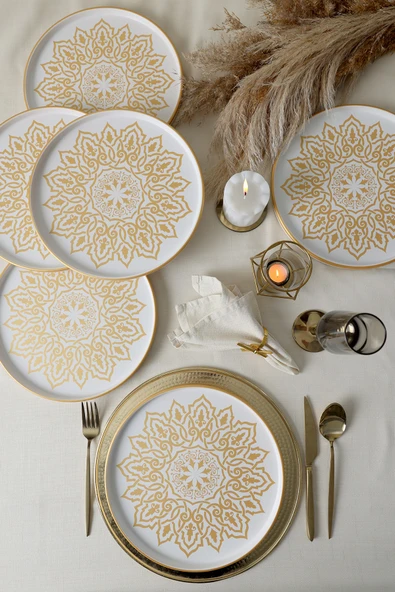 Keramika Topkapı Stackable Servis Tabağı 27 Cm 6 Adet Beyaz ürün görseli 1