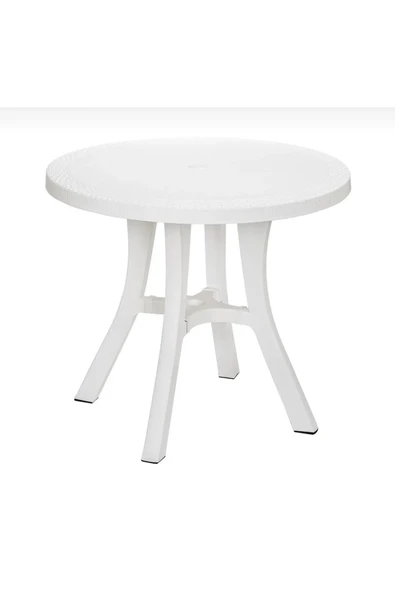 Royal Rattan Desenli Yuvarlak Masa 80 cm  Şemsiye Delikli, Dayanıklı ve Şık ürün görseli 1
