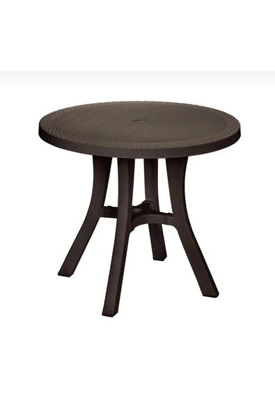 Royal Rattan Desenli Yuvarlak Masa 80 cm.Şemsiye Delikli, Dayanıklı ve Şık - 1