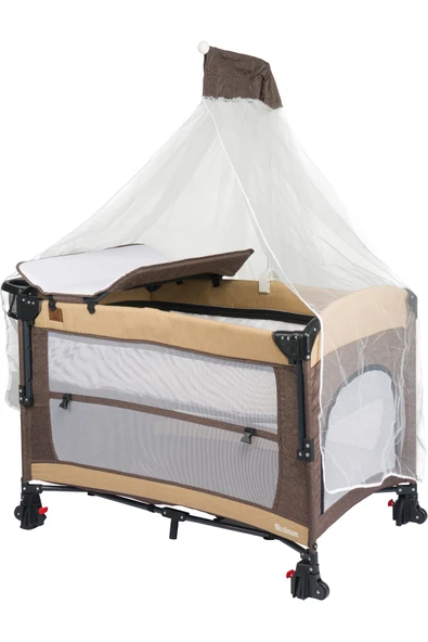 Mamma Maximum Anne Yanı Organizerli Dönenceli Cibinlikli Park Yatak Beşik 70 x 110 cm. - 2