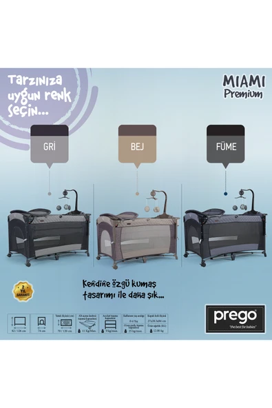 Prego Miami Premium Dönenceli Anne Yanı Oyun Parkı 8040 - 2