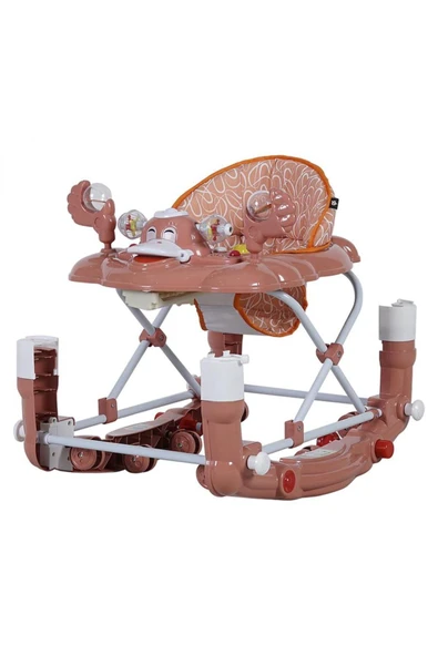 TURHAN BEBE 3 Kademe Müzikli Atlı Karıncalı Mama Tablalı Bebeğin İlgisini Çekecek Çıngıraklı Oyuncaklı Yürüteç