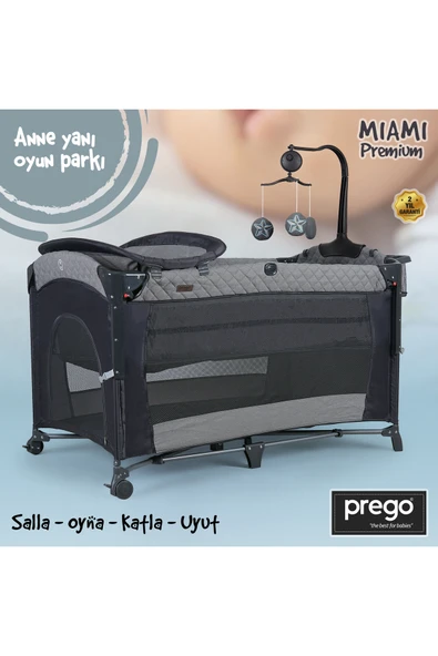 Prego Miami Premium Dönenceli Anne Yanı Oyun Parkı 70x120 cm 8040