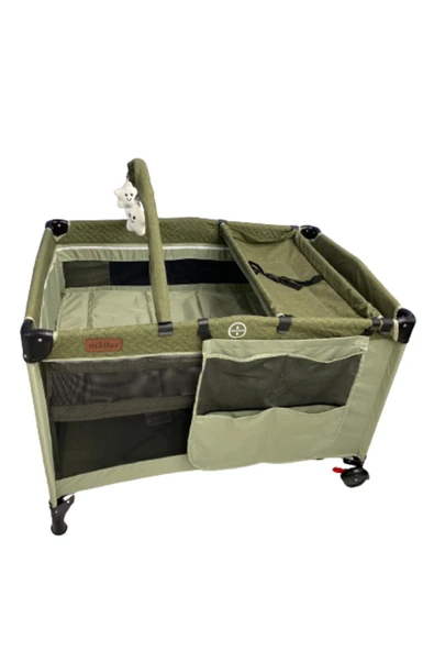 TURHAN BEBE Oyuncaklı Alt Açması Ara Katı Tekerlekli Oyun Park Beşik ( Yatak Hediye )70/110 - 4