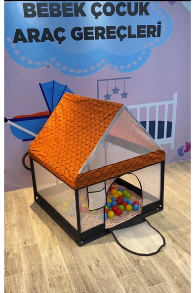 TURHAN BEBE Bebek ve Çocuk Çatılı Oyun Alanı 50 Adet Renkli Oyun Topları - 2